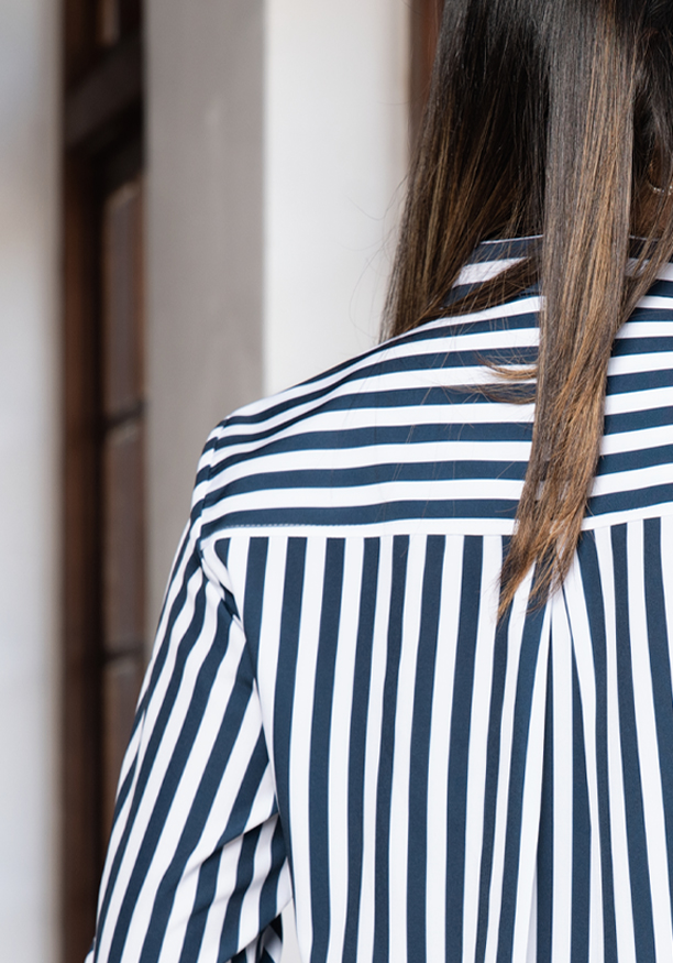 DRIYONA BLUE STRIPE BLOUSE